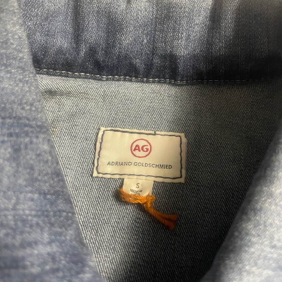AG Adriano Goldschmied Small Jean Jacket Blue Stonewash Metal Buttons Denim - Picture 2 of 6